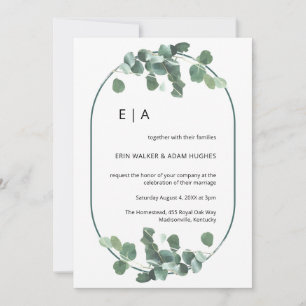 Dubbla Arch Eucalyptus Greenery minimalist Bröllop Inbjudningar