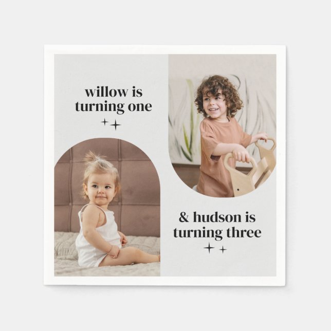 Dubbla Arch Photo Joint Birthday Pappersservett (Framsidan)