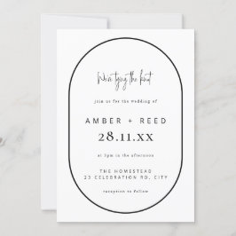 Dubbla Arch Tying Knot Bröllop Black & Whie Inbjudningar