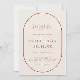 Dubbla Arch Tying Knot Bröllop Terracotta-skript Inbjudningar