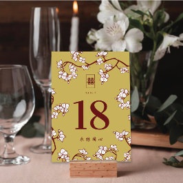 Dubbla av Cream Peach/Plum Blommars Happity Bröll Bordsnummer