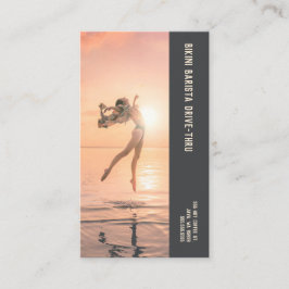 Dubbla av foto Leap Bikini Barista Kaffe Lojalitetskort