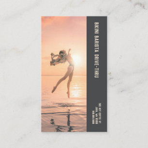 Dubbla av foto Leap Bikini Barista Kaffe Lojalitetskort