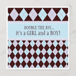 Dubbla av Joy Argyle Boy Twillingars Babyskuss Inbjudningar