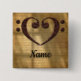 Dubbla av kopparbloss - hjärta, anpassat knapp