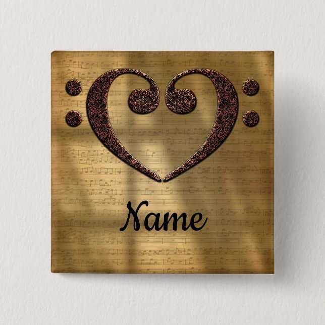 Dubbla av kopparbloss - hjärta, anpassat knapp (Framsida)