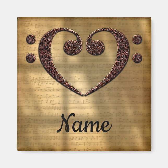 Dubbla av kopparbloss - hjärta, anpassat magnet (Framsidan)