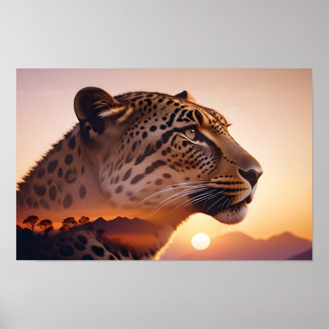 Dubbla av leopard Exponering Djurnaturen vildmark Poster (Framsidan)