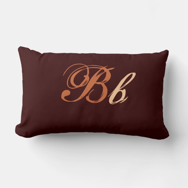 Dubbla B Monogram i Brown och Beige Lumbarkudde (Framsida)