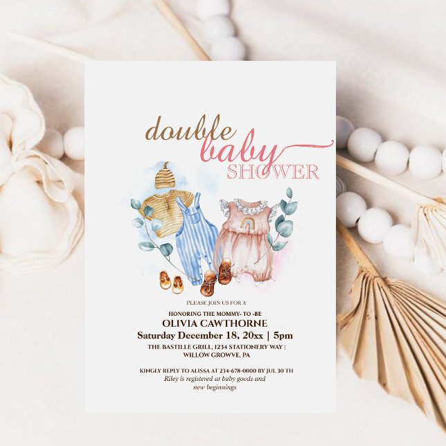 Dubbla Babystövel - nutida babystövel Inbjudningar (Skapare uppladdad)