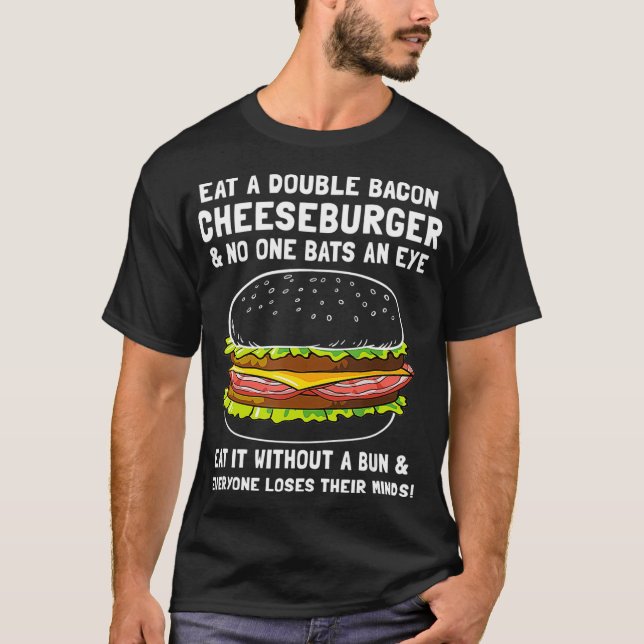Dubbla Bacon Cheeseburger Ketosis Älskare Ketone K T Shirt (Framsida)