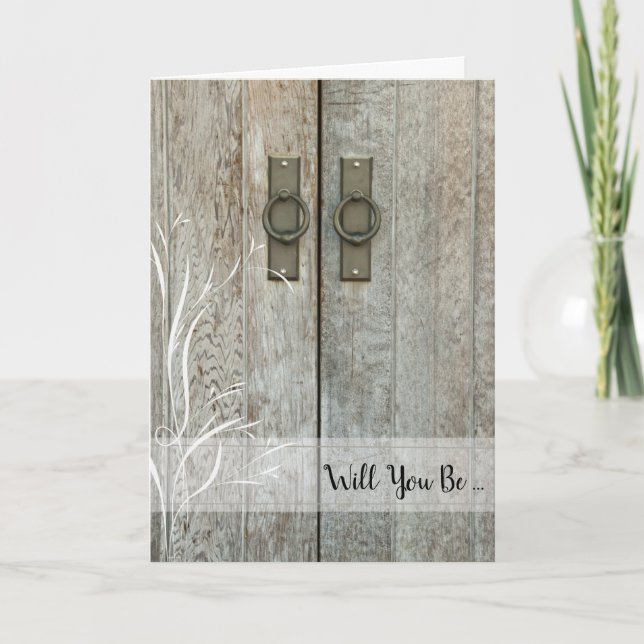 Dubbla Barn Doors blir mitt Bridesmaid-kort Inbjudan (Framsida)