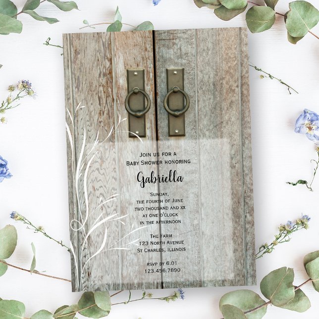 Dubbla Barn Doors Land Baby Shower Inbjudningar (Skapare uppladdad)