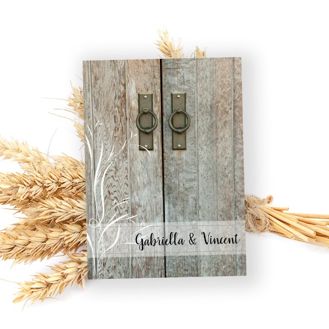 Dubbla Barn Doors Landsbyggsbröllop - platta antec Anteckningskort (Drop your guests a line after your barn wedding with these rustic note cards.)