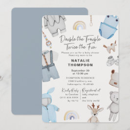 Dubbla: Barnskåda för lösliga kläder, tvillingpojk Inbjudningar