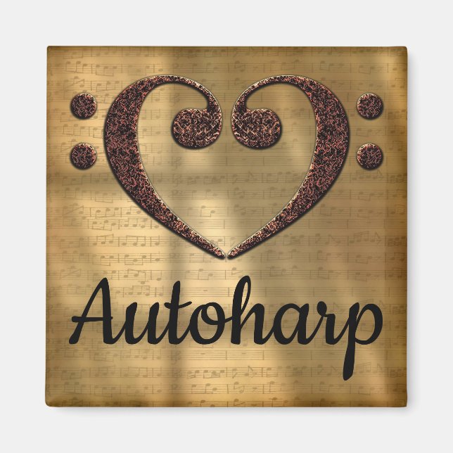 Dubbla Bass Clef Heart Autoharp Magnet (Framsidan)