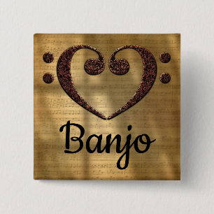 Dubbla Bass Clef Heart Banjo Knapp