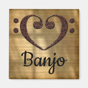 Dubbla Bass Clef Heart Banjo Magnet