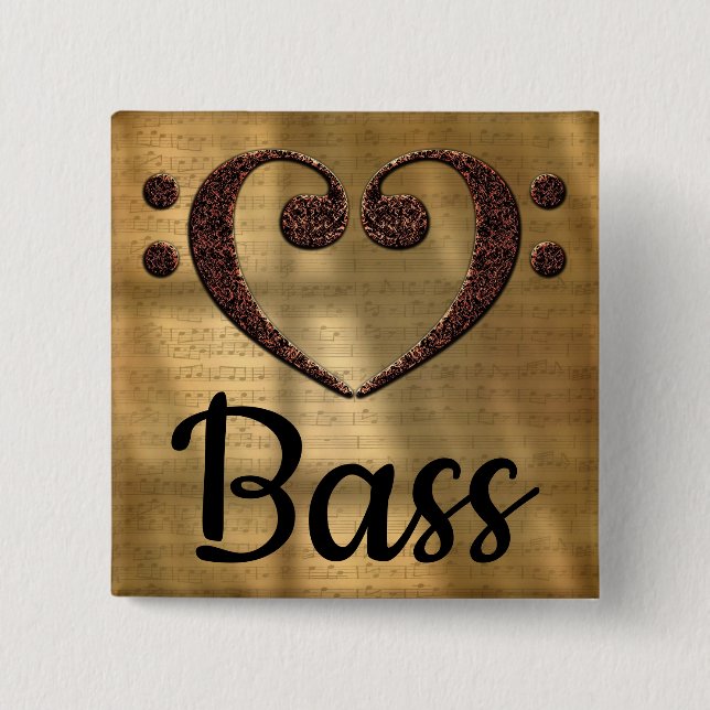 Dubbla Bass Clef Heart Bass Knapp (Framsida)
