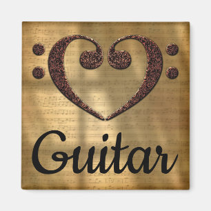 Dubbla Bass Clef Heart Guitar Magnet