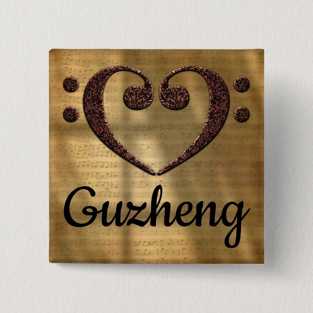 Dubbla Bass Clef Heart Guzheng Knapp (Framsida)