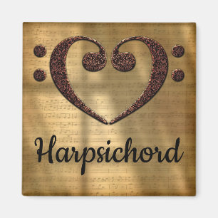 Dubbla Bass Clef Heart Harpsichord Magnet