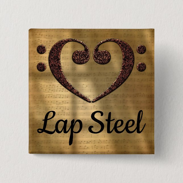 Dubbla Bass Clef Heart Lap Steel Knapp (Framsida)