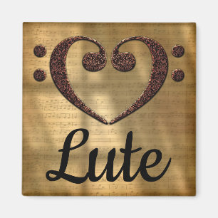 Dubbla Bass Clef Heart Lute Magnet