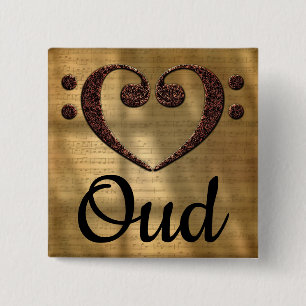 Dubbla Bass Clef Heart Oud Knapp