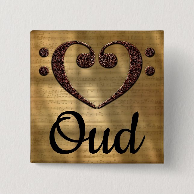 Dubbla Bass Clef Heart Oud Knapp (Framsida)