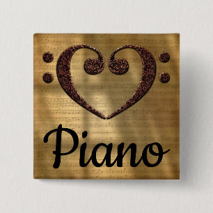 Dubbla Bass Clef Heart Piano Knapp