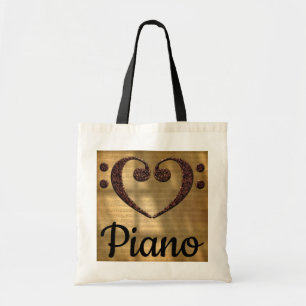 Dubbla Bass Clef Heart Piano Tygkasse