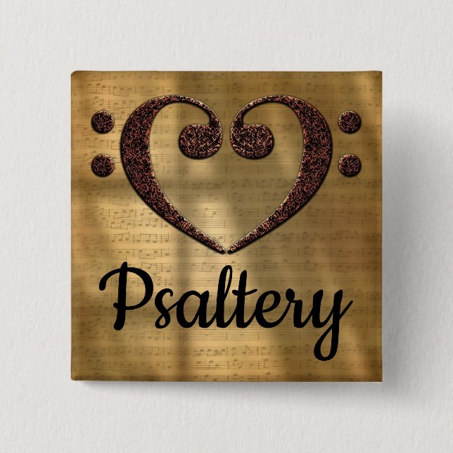 Dubbla Bass Clef Heart Psaltery Knapp (Framsida)
