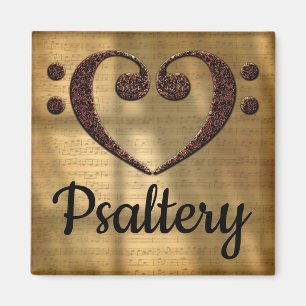 Dubbla Bass Clef Heart Psaltery Magnet