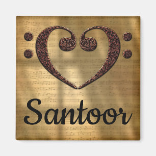 Dubbla Bass Clef Heart Santoor Magnet