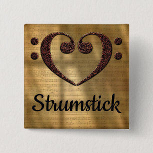 Dubbla Bass Clef Heart Strumstick Knapp