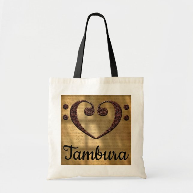 Dubbla Bass Clef Heart Tambura Tygkasse (Framsidan)