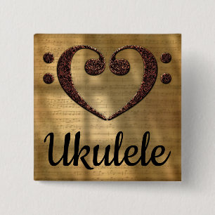 Dubbla Bass Clef Heart Ukulele Knapp