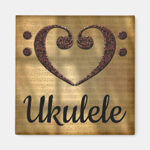 Dubbla Bass Clef Heart Ukulele Magnet