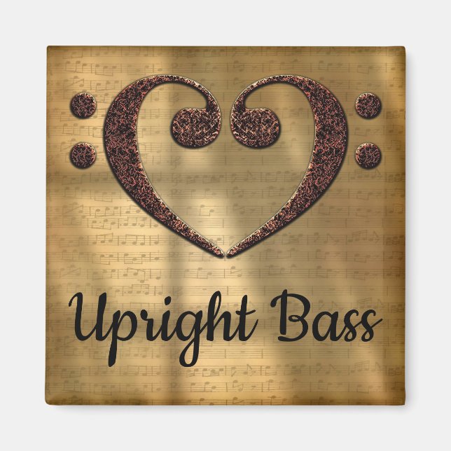 Dubbla Bass Clef Heart Upright Bass Magnet (Framsidan)