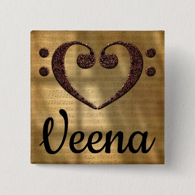 Dubbla Bass Clef Heart Veena Knapp (Framsida)