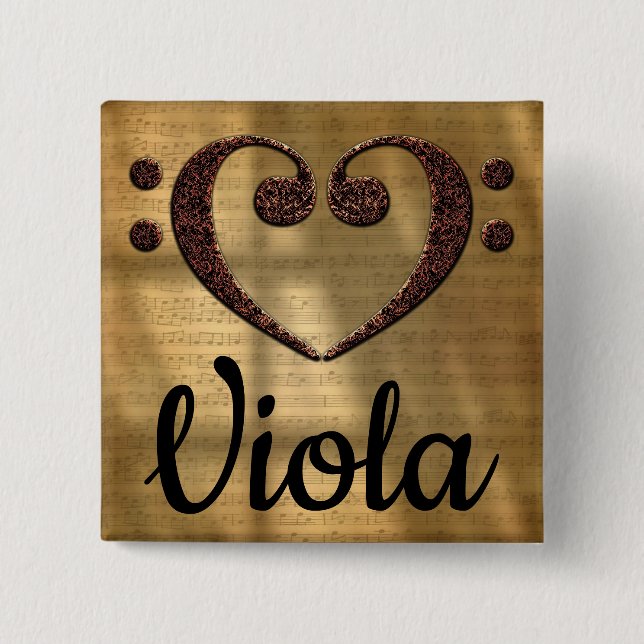 Dubbla Bass Clef Heart Viola Knapp (Framsida)