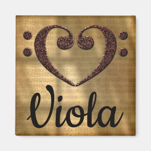 Dubbla Bass Clef Heart Viola Magnet