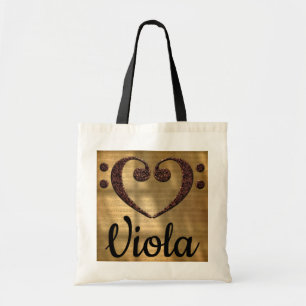 Dubbla Bass Clef Heart Viola Tygkasse