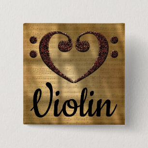 Dubbla Bass Clef Heart Violin Knapp