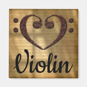 Dubbla Bass Clef Heart Violin Magnet