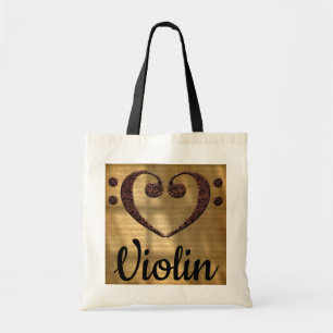 Dubbla Bass Clef Heart Violin Tygkasse