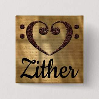 Dubbla Bass Clef Heart Zither Knapp