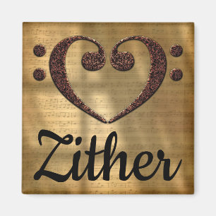 Dubbla Bass Clef Heart Zither Magnet
