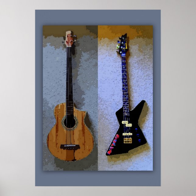 Dubbla Bass Guitars Art Poster (Framsidan)